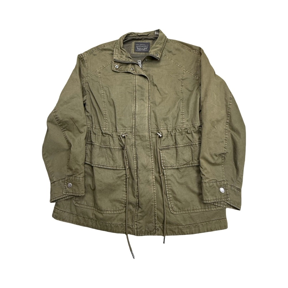 Levi Utility Field Jacket Womens S Olive Green Cotton Canvas Cargo Workwear